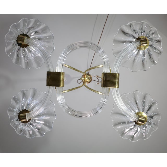Extraordinary Art Deco Murano Glass and Bras Chandelier by Barovier E Toso, 1950 For Sale - Image 11 of 18