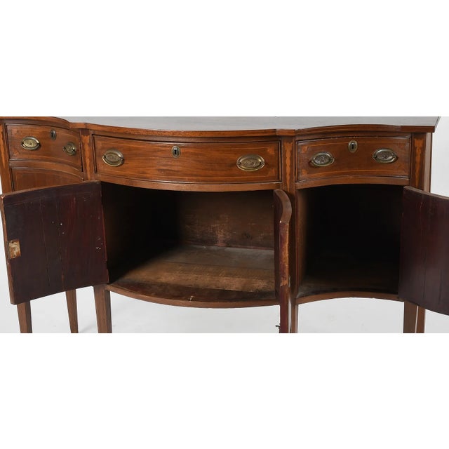 Late 19th Century Federal Revival Inlaid Mahogany Sideboard With Serpentine Front For Sale - Image 4 of 11