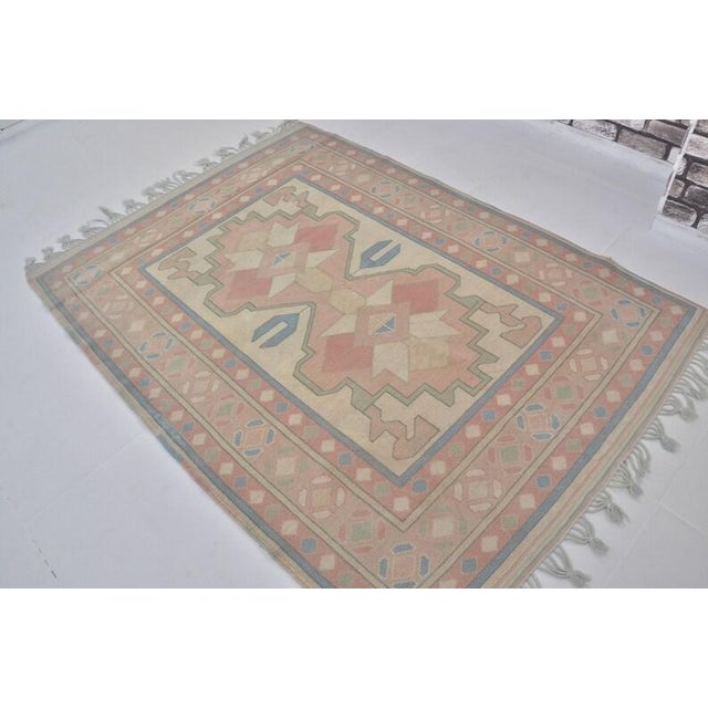 Handmade wool carpet in Turkish Anatolia , Vintage Oushak Rug,Turkish Vintage Anatolian Rug, Handmade wool Rug . One Of...