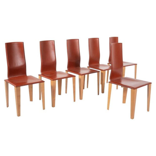 Vintage Dining Chairs in Leather and Wood by Afra and Tobia Scarpa, Italy, 1970, Set of 6 For Sale - Image 11 of 11