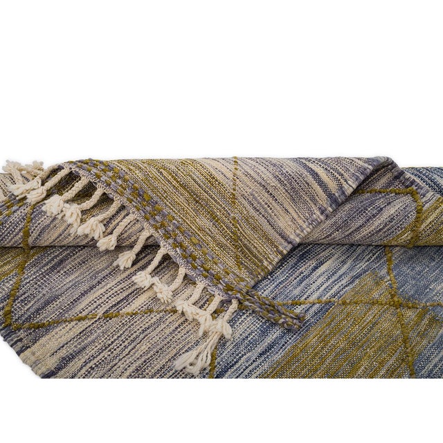 Flatweave Hand-Knotted Wool Rug by Azele Studio For Sale - Image 4 of 9