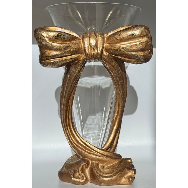 Vintage Dorothy Draper Style Gold Gilt Trompe L’Oleil Vase For Sale - Image 12 of 12