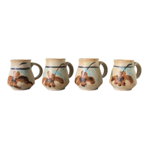 Vintage Studio Art Pottery Mugs S/4
