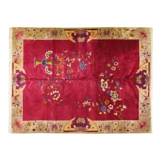 Antique Chinese Art Deco Hand Knotted Wool Rug, 8'8x11'9 For Sale