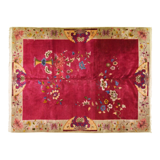 Antique Chinese Art Deco Hand Knotted Wool Rug, 8'8x11'9 For Sale