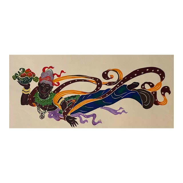 Chinese Figural Paper Cut Out Painting For Sale