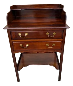 Vintage Chippendale Style Mahogany 2 Drawer Back Splash Table High Back Server