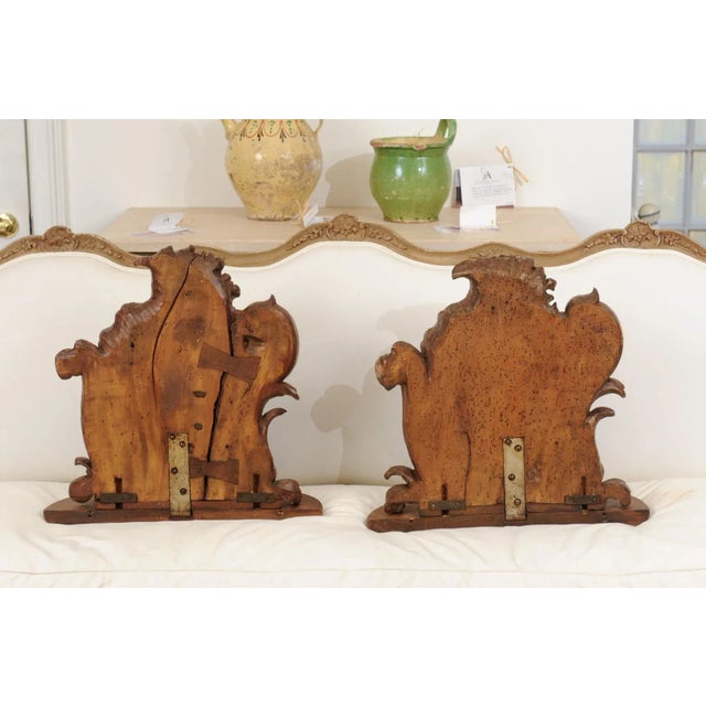 French 1760s French Louis XV Period Walnut Wall Brackets with Rocailles Motifs - a Pair For Sale - Image 3 of 12