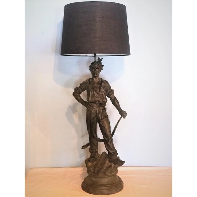 Large Figural Lamp of a Dutch Plowman For Sale In South Bend - Image 6 of 11