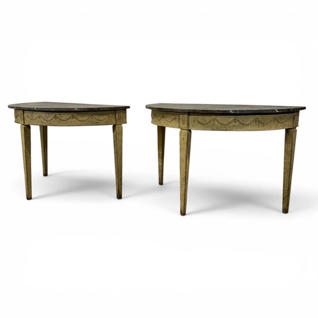 Antique Demi Lune Console Table, Set of 2 For Sale - Image 6 of 12