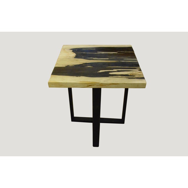 Andrianna Shamaris Petrified Wood Slab Top Side Table For Sale - Image 4 of 5