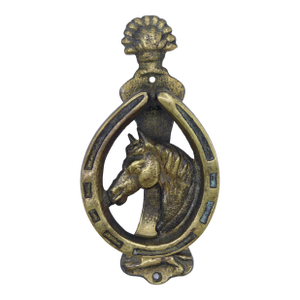 Antique English Brass Horse / Horseshoe Door Knocker