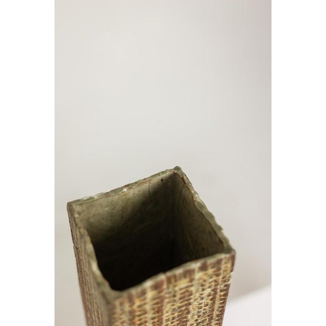 Brutalist-Style Stoneware Vase with Plant Decoration, 1970s For Sale - Image 6 of 10