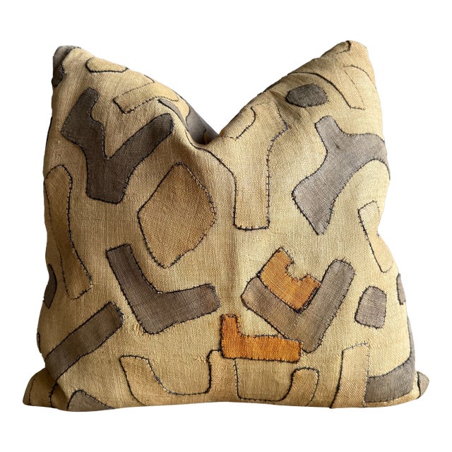 Vintage African Mali Cloth Textile Pillow With Down Insert For Sale