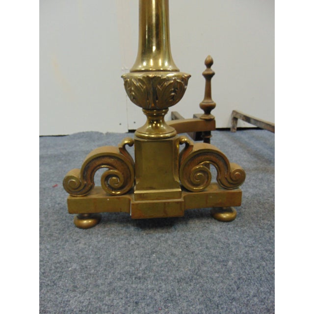 Early 20th Century Regency Style Cast Brass Andirons For Sale - Image 5 of 7