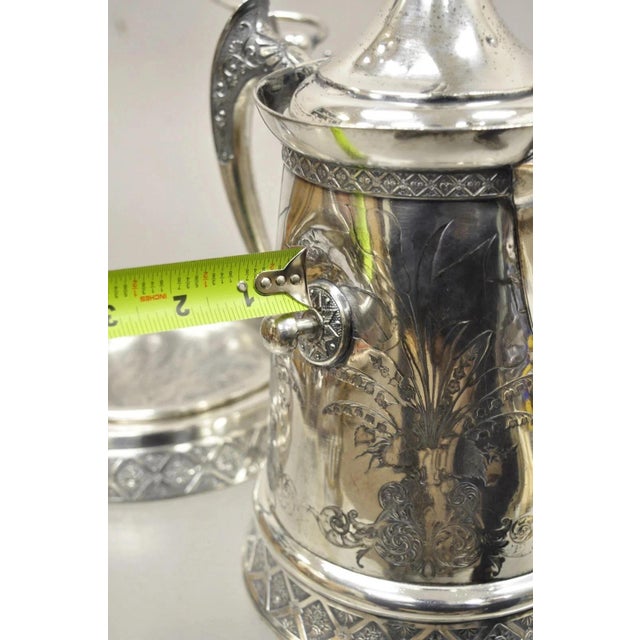 Silver Antique Wilcox Silver Plate Co Victorian Porcelain Lined Tilting Coffee Tea Pot For Sale - Image 8 of 12