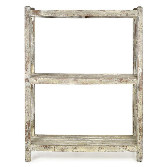 Wood Shelf on Patinated Wooden Legs For Sale - Image 7 of 7