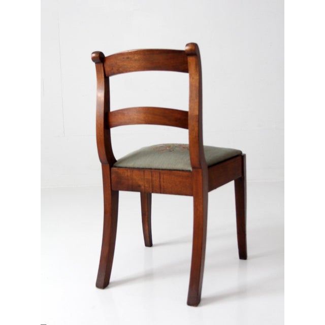 Antique French Country Ladder Back Chair With Needlepoint Seat For Sale - Image 6 of 12