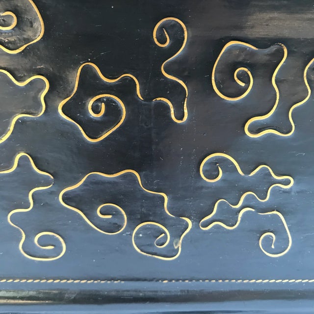 Late 19th Century Late 19th Century Lacquered Asian Stone and Mother of Pearl Inlay Altar Cabinet For Sale - Image 5 of 13