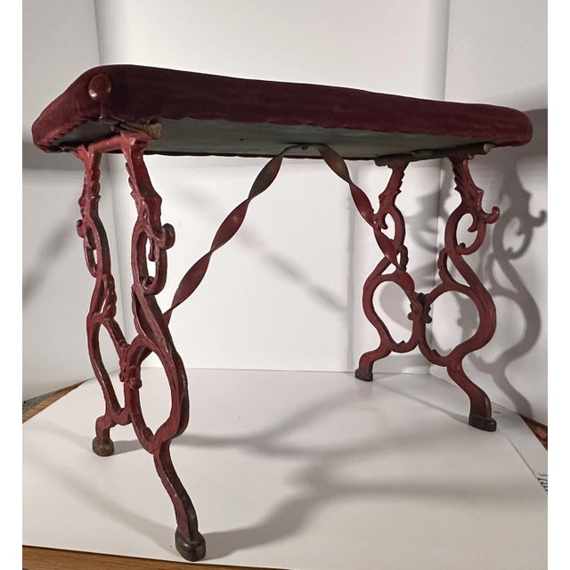 Rococo Antique Cast Iron Vanity Bench For Sale - Image 3 of 10