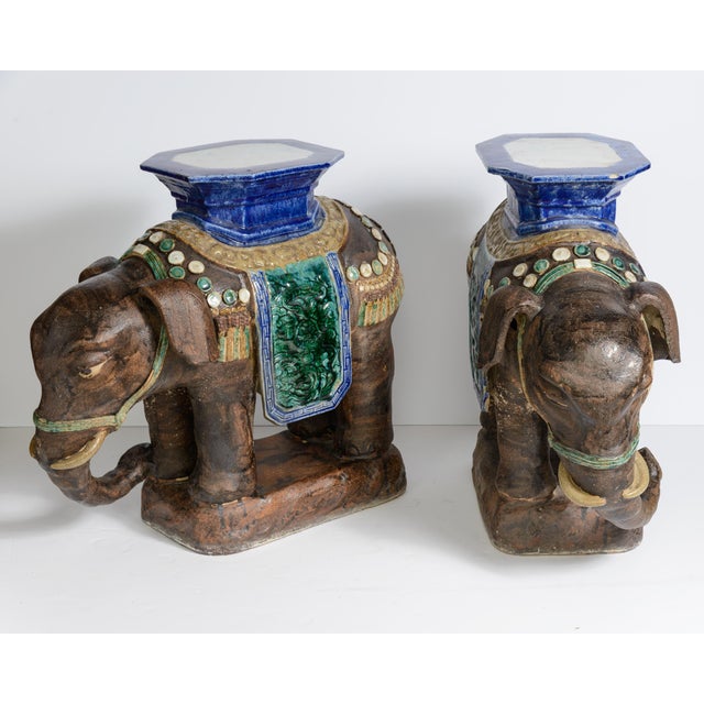 Just in this pair of Rare Large Antique Elephant Garden Seats. This pair is quite unique, by the size and coloration. The...