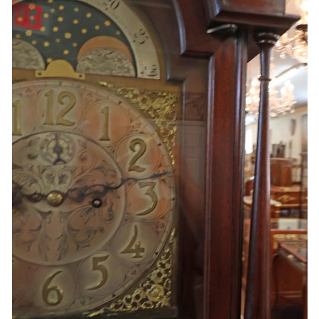 Early 20th Century Mahogany Two Weight Herschede Tall Case Grandfather Clock For Sale - Image 14 of 16