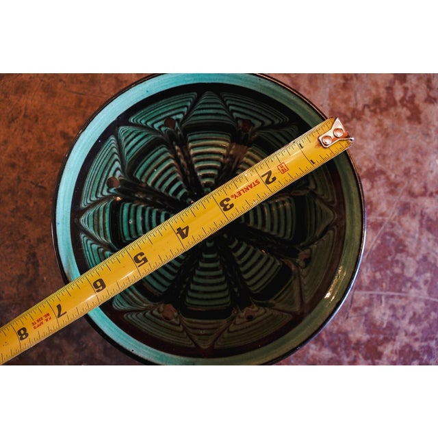 Ceramic Turquoise Green Small Plate Stoneware Pottery by Herman A. Kähler of Denmark For Sale - Image 7 of 7