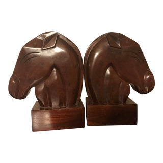 Vintage Art Deco Stylized Horse Head Bookends - a Pair For Sale