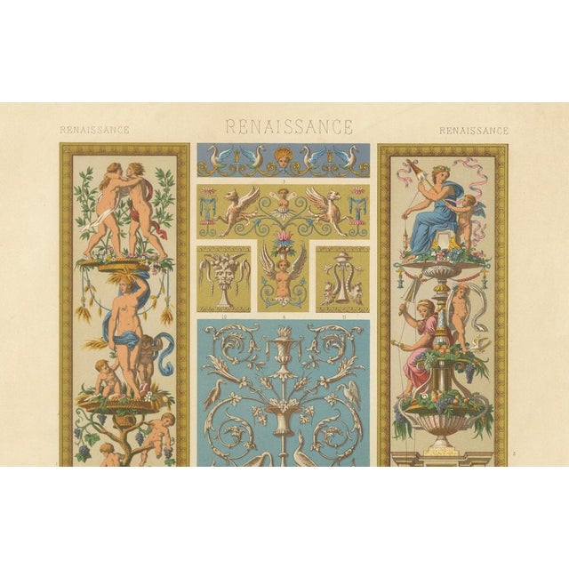 Renaissance Ornament Panel with Mythological Figures and Scrollwork, 1869, Lithograph For Sale - Image 4 of 11