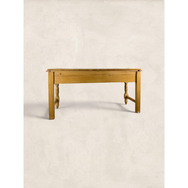 Wood Late 19th Century English Antique Victorian Pine Three-Drawer Console Table For Sale - Image 7 of 7