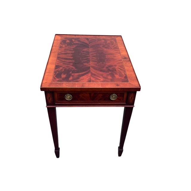 Late 20th Century Hekman Crotch Mahogany Side Table For Sale - Image 10 of 18