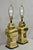 Vintage Chinoiserie Chinese Ginger Jar Brass Plated Metal Table Lamps with Square Drop Handles - a Pair. Circa Late 20th...