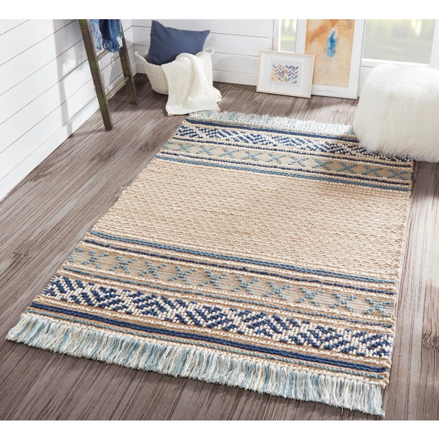 Textile Esme Blue Hand Woven Area Rug 5' X 7' For Sale - Image 7 of 8