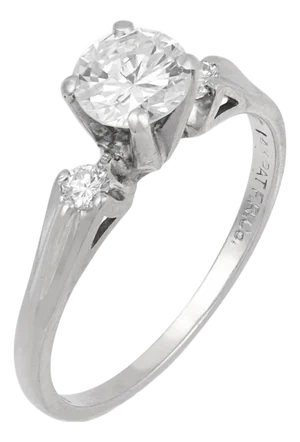 1950s Mid Century Diamond Platinum Engagement Ring, Size 5.5
