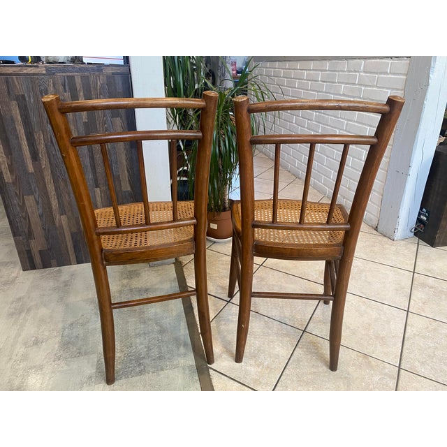 Rustic Antique Cane and Wood Chairs, 1890s, Set of 2 For Sale - Image 3 of 17