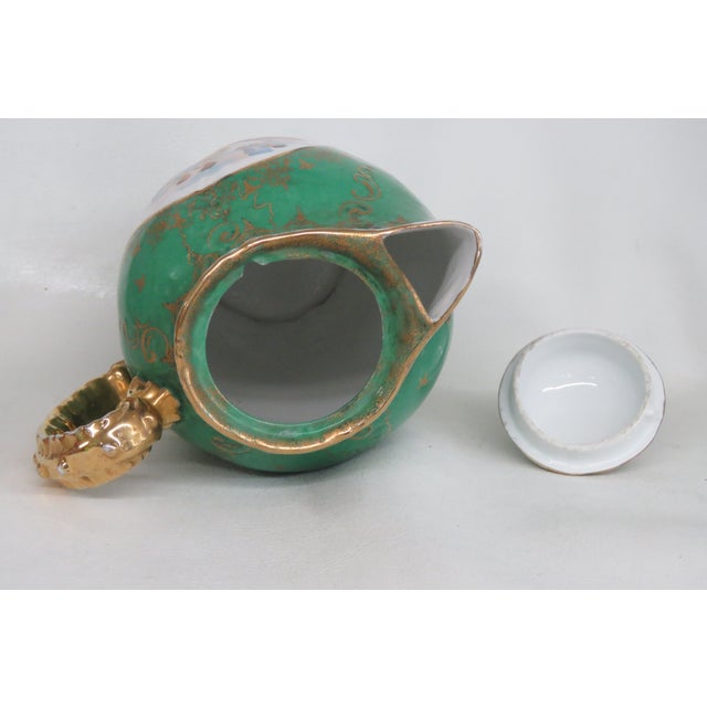Victoria Austria Ewer Green Gold Gilded Cameo Cherub Pitcher With Lid 4721b For Sale - Image 17 of 17
