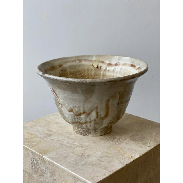 1970s Vintage Wheel-Thrown Shino Glazed Stoneware Bowl, Circa 1970s For Sale - Image 5 of 11