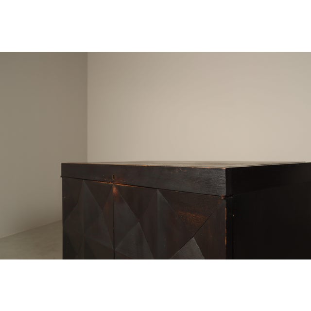 Brutalist Bar Cabinet in Ebonized Oak by Jean Batenburg for MI, Belgium, 1960s For Sale - Image 12 of 17