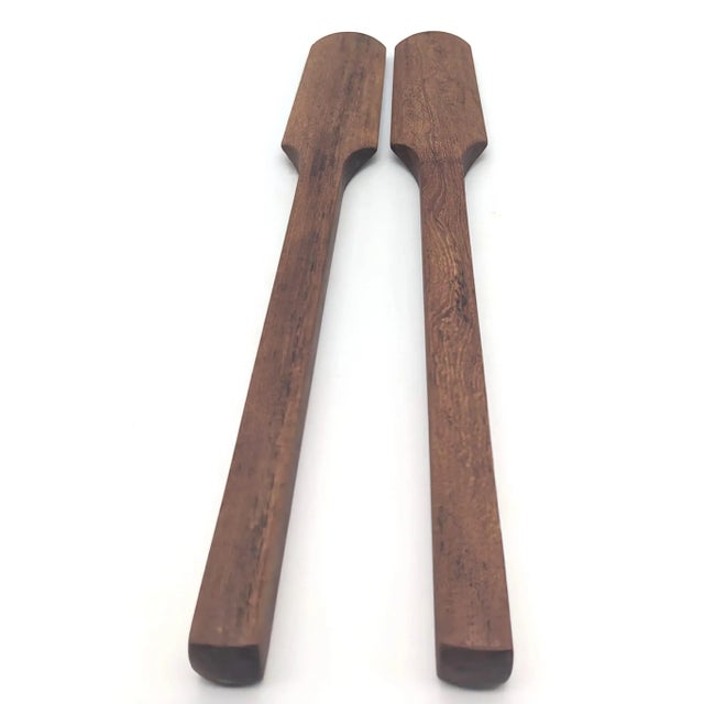 1960s Dansk Teak Wood "Oar" Salad Serving Utensils, a Pair For Sale - Image 10 of 11
