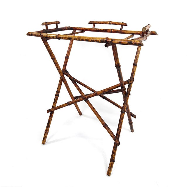 Wood 20th Century Oriental Tray Table on a Bamboo Stand For Sale - Image 7 of 9