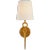 Bristol Single Sconce in Gilded with Linen Shade Designer: AERIN Height: 18" Extension: 7.5" Backplate: 4.5" Round...