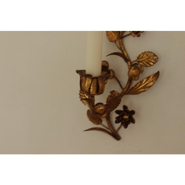 Mid-Century Italian Gilded Metal Sconces, Set of 2 For Sale - Image 5 of 17