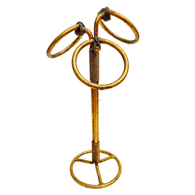 Spruce up your kitchen countertop or bathroom vanity with this glamorous tole gilt rope towel holder made in Italy around...