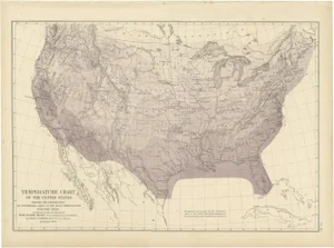 Antique Temperature Chart of the United States by Walker, 1874