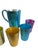 Mid-Century Modern Vintage, Colorful, Sunburst, Pitcher, and Glassware 7 Piece Set in Colorful Aluminum For Sale - Image 3 of 6