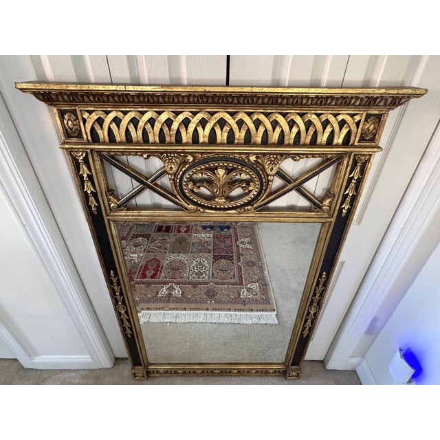 Wood Vintage 1980s Neoclassical Beveled Mirror: Giltwood & Metal, Carved Urn & Swag For Sale - Image 7 of 18