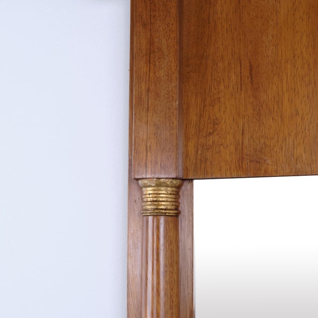 Wood Mirror in Light Mahogany with Columns and Gilt Details, 1860s For Sale - Image 7 of 8