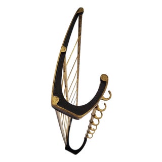 Mid-Century Modern Wall-Mounted Brass Coat Rack, Austria, 1950s For Sale