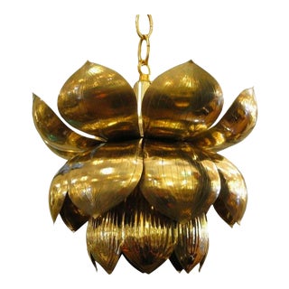 Small Brass Lotus Pendant Lights - Set of 3 For Sale