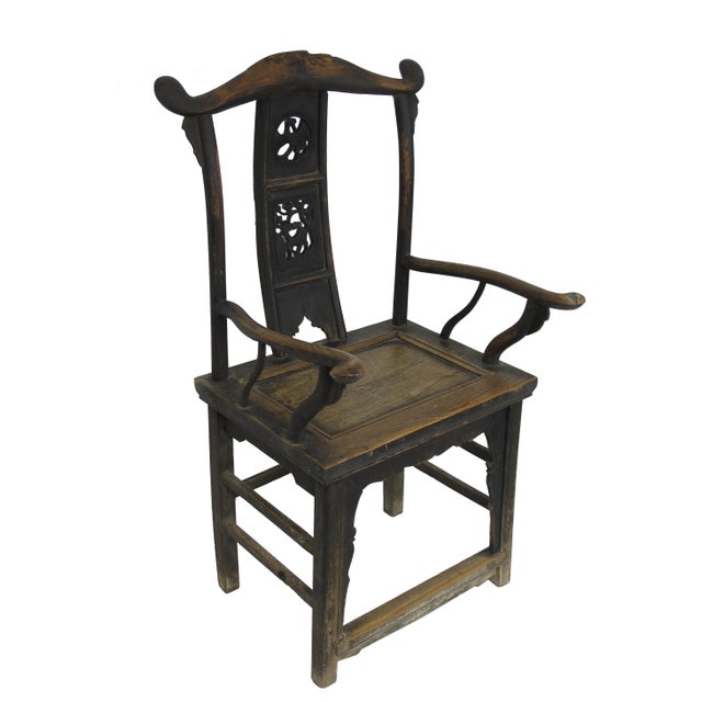 Antique Chinese Government Official Hat Armchairs - a Pair For Sale - Image 4 of 11